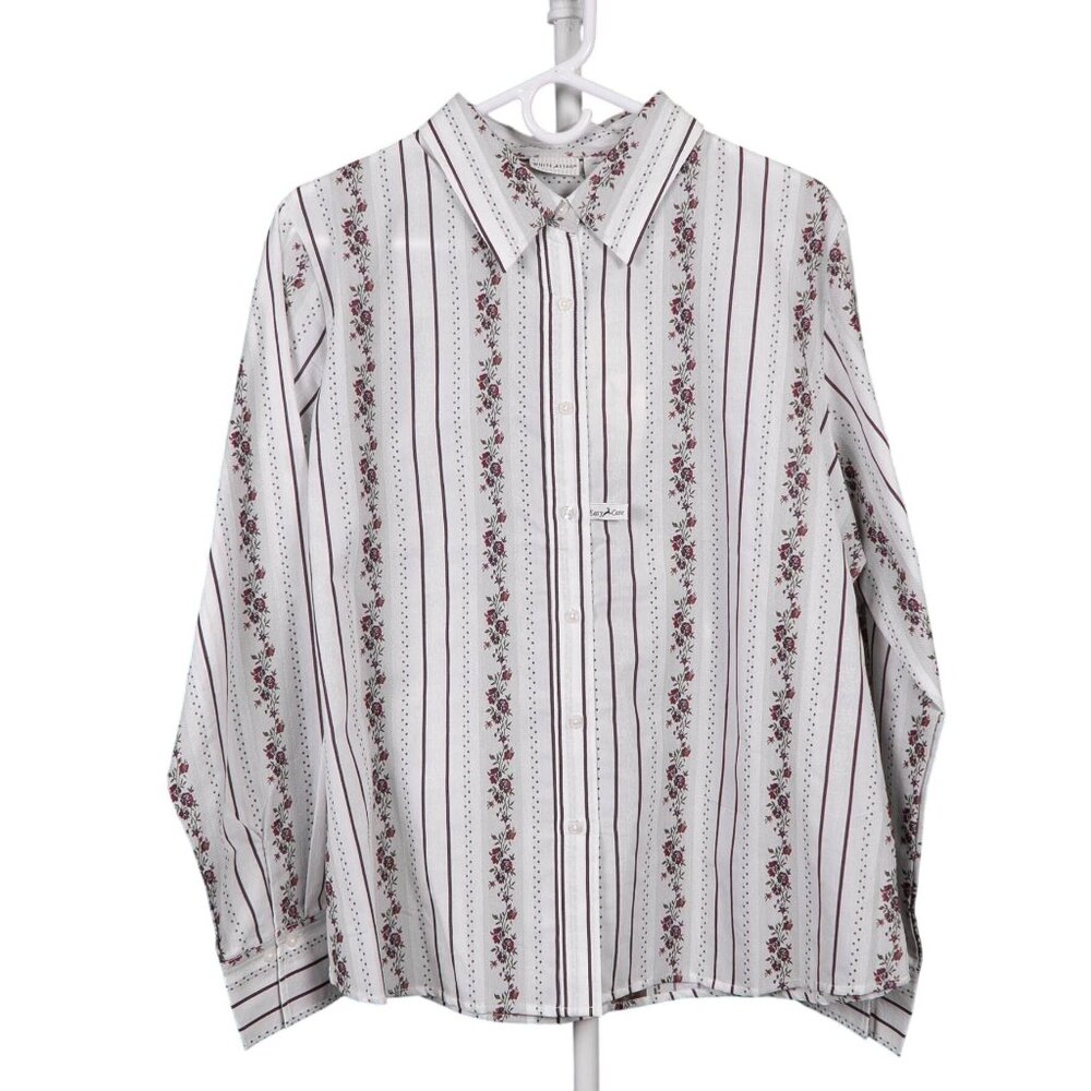 White Stag VTG Button Up Shirt XL 16 18 Womens NEW Striped Floral Easy Care
